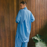 Scarf collar shirt dress