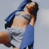 Navy Stripe Shirt, Short and Bralette Co-Ord Set
