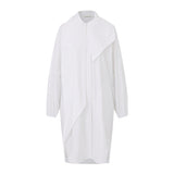 Scarf collar shirt dress