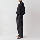 Riss Fringe Scarf Top & Wide-Leg Pants
