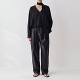 Riss Fringe Scarf Top & Wide-Leg Pants
