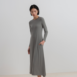Moss Stretch Maxi Long Sleeve Dress
