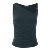 Charcoal Blue Halterneck Stretch Tank Top