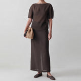 Eris Air Sheer Top & Sheer Layered Midi Skirt