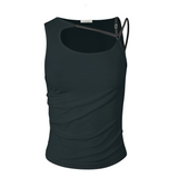 Charcoal Blue Cut-Out Tank Top