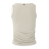 Cream Gathered Asymmetric Stretch Jersey Tank Top