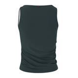 Charcoal Blue Gathered Asymmetric Stretch Jersey Tank Top