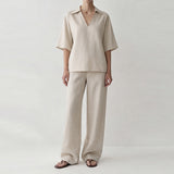 Aurel Drawstring Waist Top & Fluid Linen Pants
