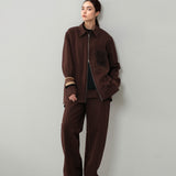 Ostel Suede Zip Shirt Jacket & Ostel Layered Skirt Trousers