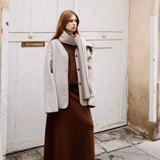 Elwen Leather-Trim Scarf Jacket Set