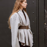 Elwen Leather-Trim Scarf Jacket Set