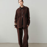Ostel Suede Zip Shirt Jacket & Ostel Layered Skirt Trousers