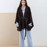 Jacquard Wool Belted Cape