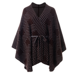 Jacquard Wool Belted Cape