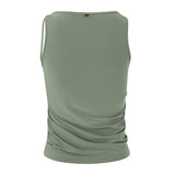 Green Gathered Asymmetric Stretch Jersey Tank Top