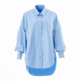 Blue Oversized Cotton Shirt and Short Co-Ord Set