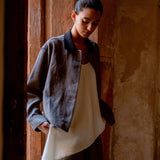 Lioren Knit Collar Linen jacket & Leni Linen Elasticated Shorts