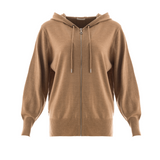 Brown Wool Knit Zip-Up Hoodie Set