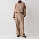 Aster Suede-Trim Shirt Jacket & Asymmetric Wrap-Waist Pants