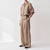 Aster Suede-Trim Shirt Jacket & Asymmetric Wrap-Waist Pants