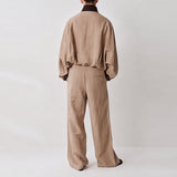 Aster Suede-Trim Shirt Jacket & Asymmetric Wrap-Waist Pants