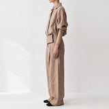 Aster Suede-Trim Shirt Jacket & Asymmetric Wrap-Waist Pants