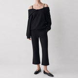 Ciela Off-Shoulder Hoodie & Slit Flare Pants