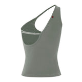 Green One-Shoulder Stretch Tank Top