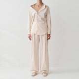 Riss Asymmetric Lapel Shirt & Wide-Leg Pants