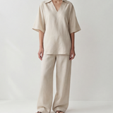 Aurel Drawstring Waist Top & Fluid Linen Pants