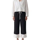 Zerin Cropped Linen Shirt & Contrast Linen Drawstring Pants