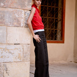 「Cotton Stretch」Ione Draped Neck Cotton  Top