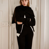 Nysa Layered Detachable Scarf Collar Knit Cardigan