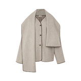 Elwen Leather-Trim Scarf Jacket Set