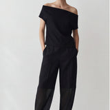 Caro off- shoulder top & sheer panel pants