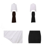 Isolde Drape Gathered Shirt & Thalia Flared Wool Skirt