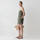 Kael Ruched Tube Top With Tie & Shorts
