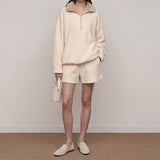 Nela Pullover With Faux Fur Collar & Casual Shorts