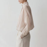 Sunveil sheer shirred top with UV protection