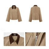 Varen Suede Leather Collar Jacket & A-Line Skort